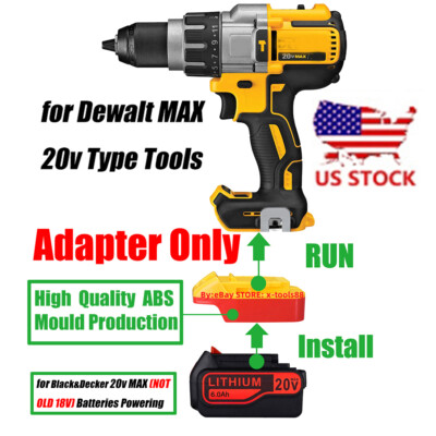1 Adapter fits Black&Decker 20v MAX Li-Ion Battery To for DeWalt 20v MAX XR Tool