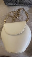 Rodo Ivory Lizard Leather Purse Bag Hard Case Crossbody Goldtone Metal 48 Strap