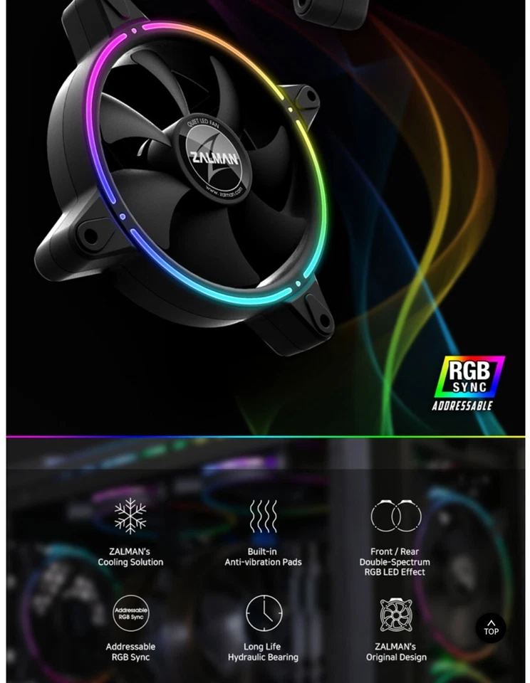 ZALMAN RGB LED CASE FAN / 120mm Fan / Front and back Double Spectrum LED Effect - Image 2 of 4