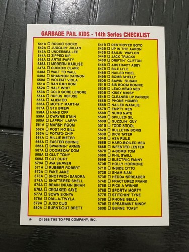 1988 Garbage Pail Kids Series 14 completa il tuo set base GPK 14A U scelta OS14 - Foto 50 di 188