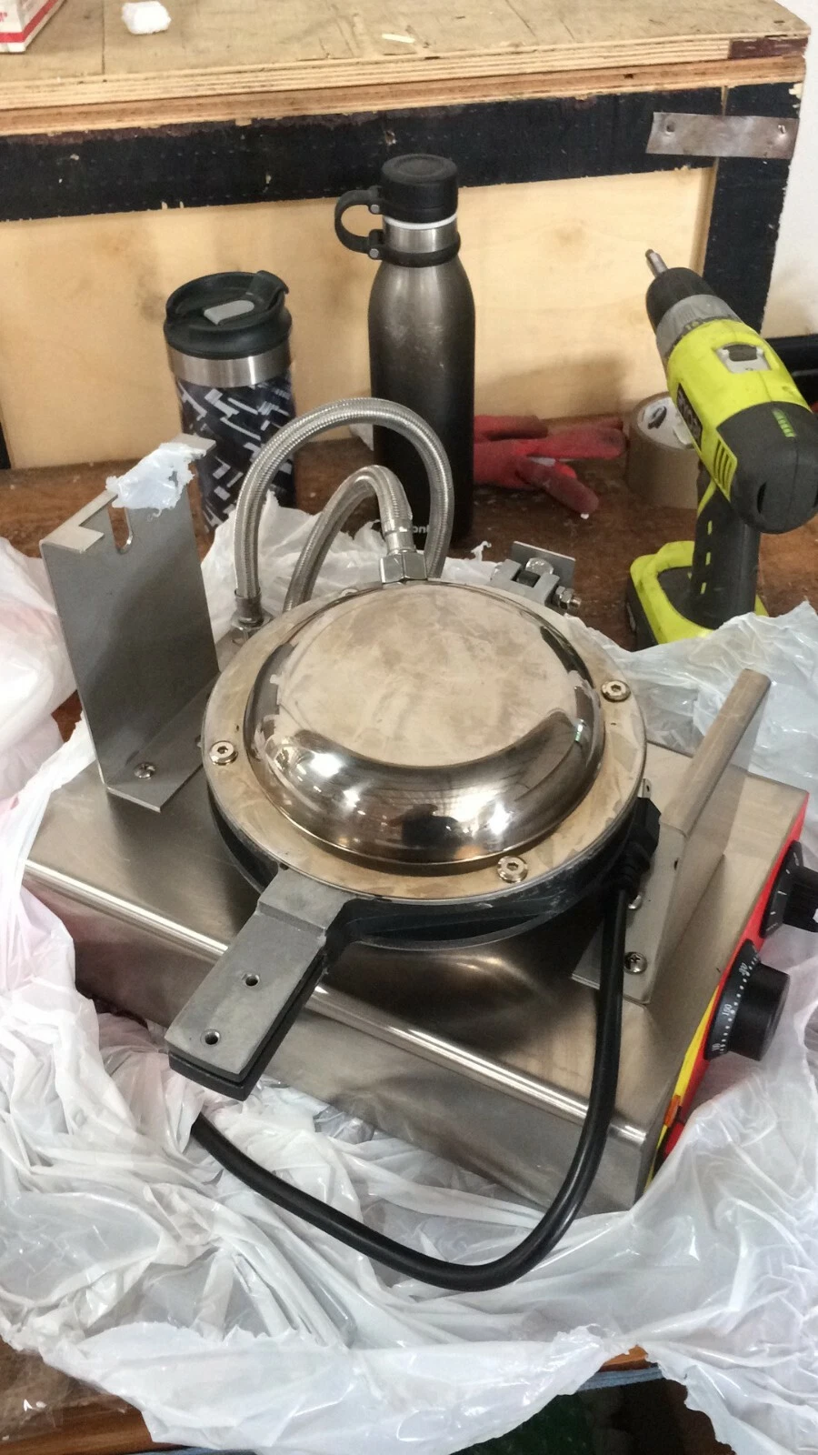 USED 110V Egg Waffle Machine with 30pcs Stainless Electric Bubble Egg Cake Maker