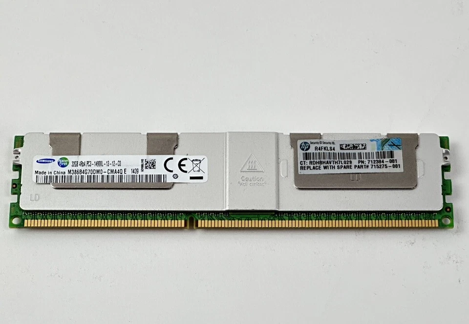 Genuine HP 1x 32GB 4Rx4 PC3-14900L ECC Load Reduced Quad Rank RAM Memory Server - Image 2 of 4