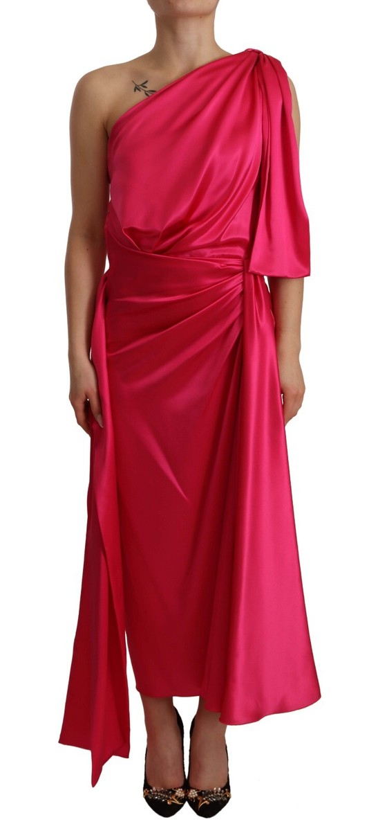dolce and gabbana pink satin dress Dolce&Gabbana, Draped satin midi dress, Women, Pink, US 4, Dresses, Materialmix