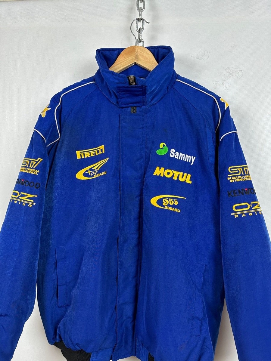 Men's Vintage Subaru World Rally Team Racing Satin Bomber Jacket