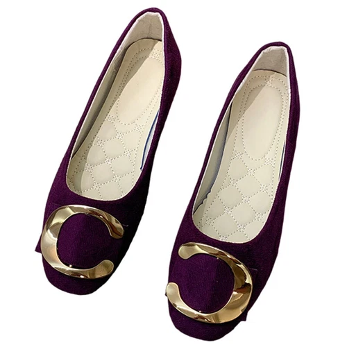 Women Flats Slip On Flat Shoes Formal Ladies Square Toe Classic Pumps Buckle - Bild 106 von 113