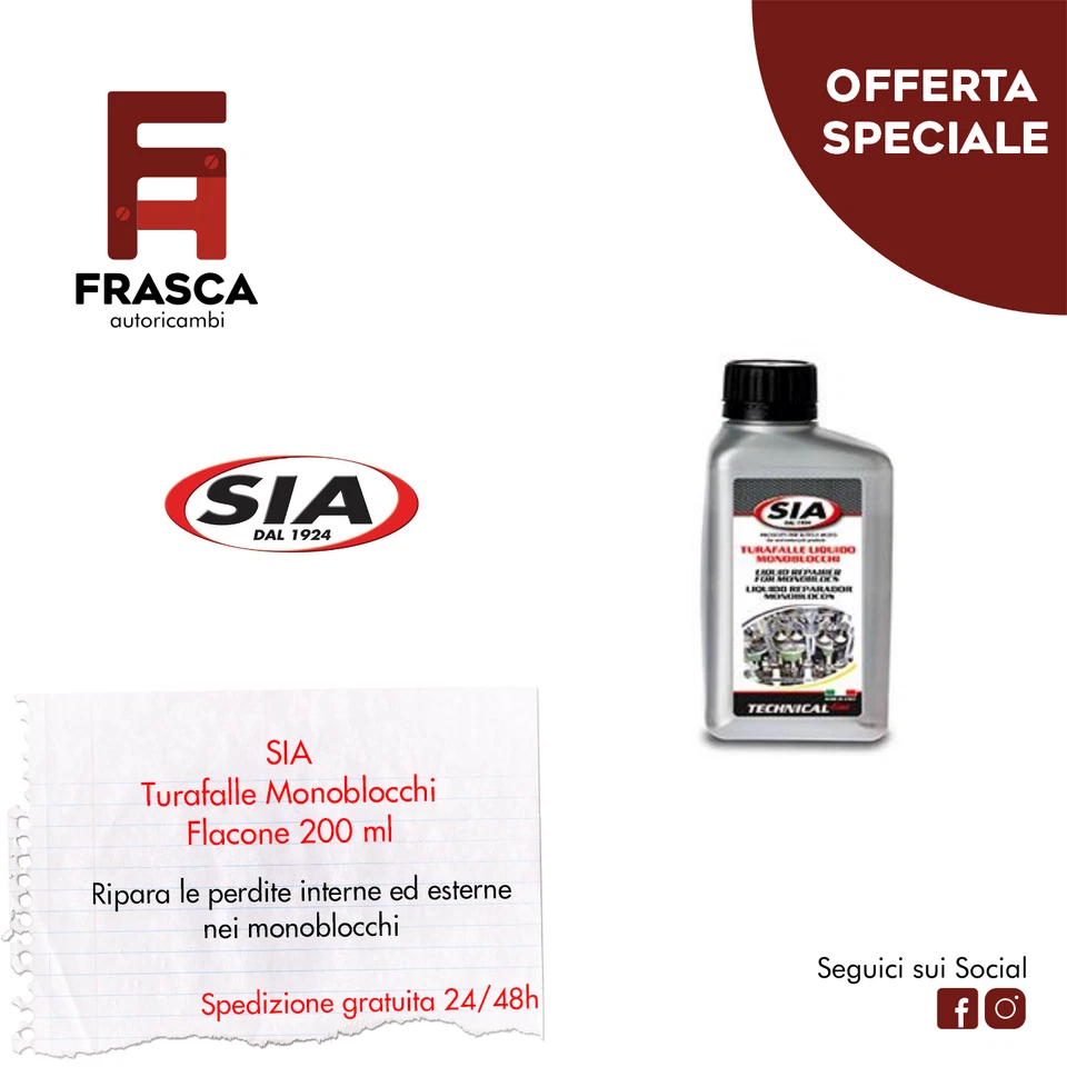 Sigillante Turafalle Liquido Ripristino Monoblocchi Cilindri Testate Auto