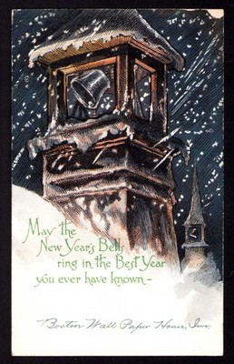 1910 Trade Card Massachusetts 3-D Effect Bell Tower Boston Wall Paper House RARE