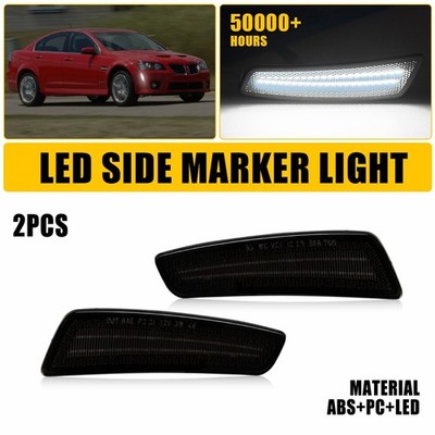 2X Smoked White LED Side Bumper Marker Lights For 2008-2009 Pontiac G8 GT GXP EH