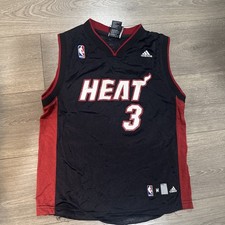 Adidas NBA Miami Heat 3 Dwayne Wade Black Basketball Jersey Youth Medium 10/12