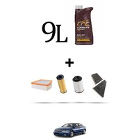 Hoffcar Wartungskit 4 Filter Und 9L ÖL FüR Vw Phaeton 3.0 Tdi V6 171KW Ab 200
