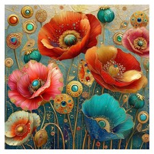 Poppy Flower Diamond Painting Kits for Adults, Poppy Diamond Art Kits for Adults
