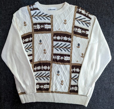 Vintage Alfred Dunner Flowers Floral Knit Chunky Cottagecore Crewneck Sweater XL