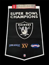 Las Vegas Raiders NFL 24"x38" Embroidered Wool Super Bowl Banner Winning Streak