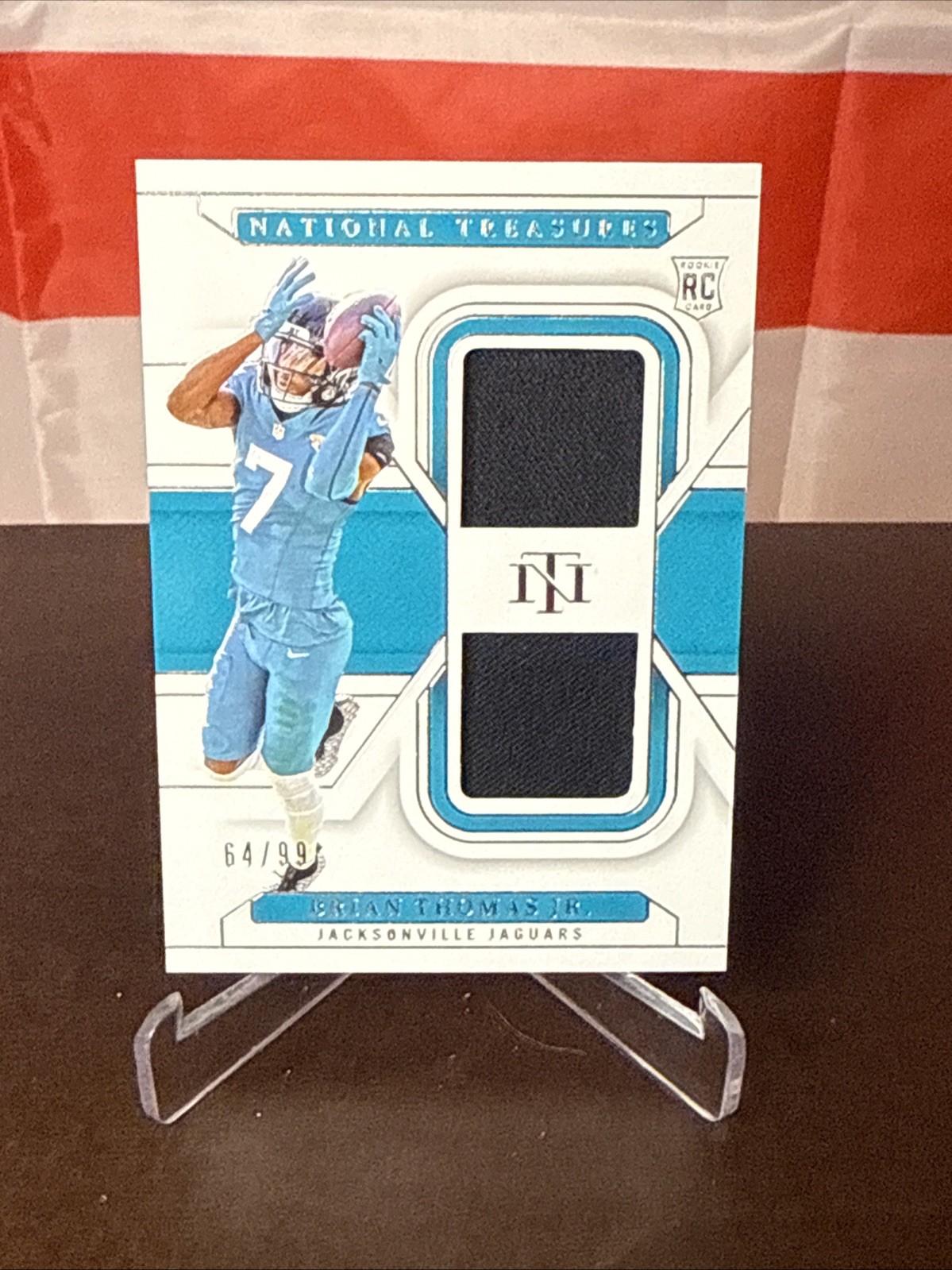 BRIAN THOMAS JR. 2024 NATIONAL TREASURES ROOKIE DUAL PATCH B RC 64/99