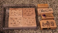 Stampin Up Fabulous Four Wood Block Rubber Stamps New Unused Extras