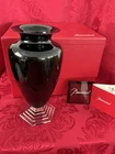 NIB FLAWLESS Stunning BACCARAT France RARE Black Glass ORSAY Crystal FLOWER VASE