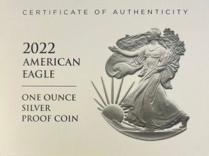 2022-W Type 2 American Proof Silver Eagle Mint Issued COA (NO Coin)
