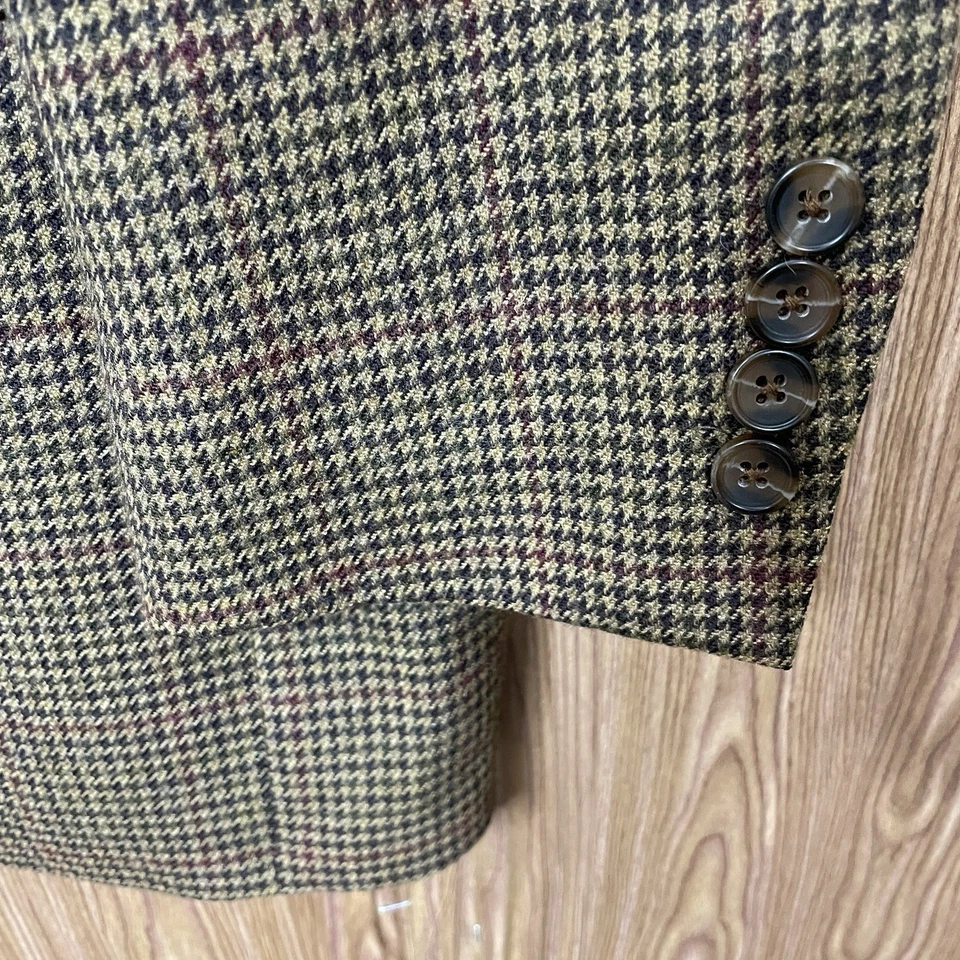 Brooks Brothers Sport Coat Mens 42R Brown Multicolor Houndstooth Double Vented - Image 3 of 4