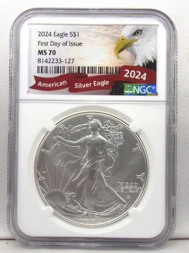 2024 American Silver Eagle NGC MS 70 First Day Issue 8142233-127