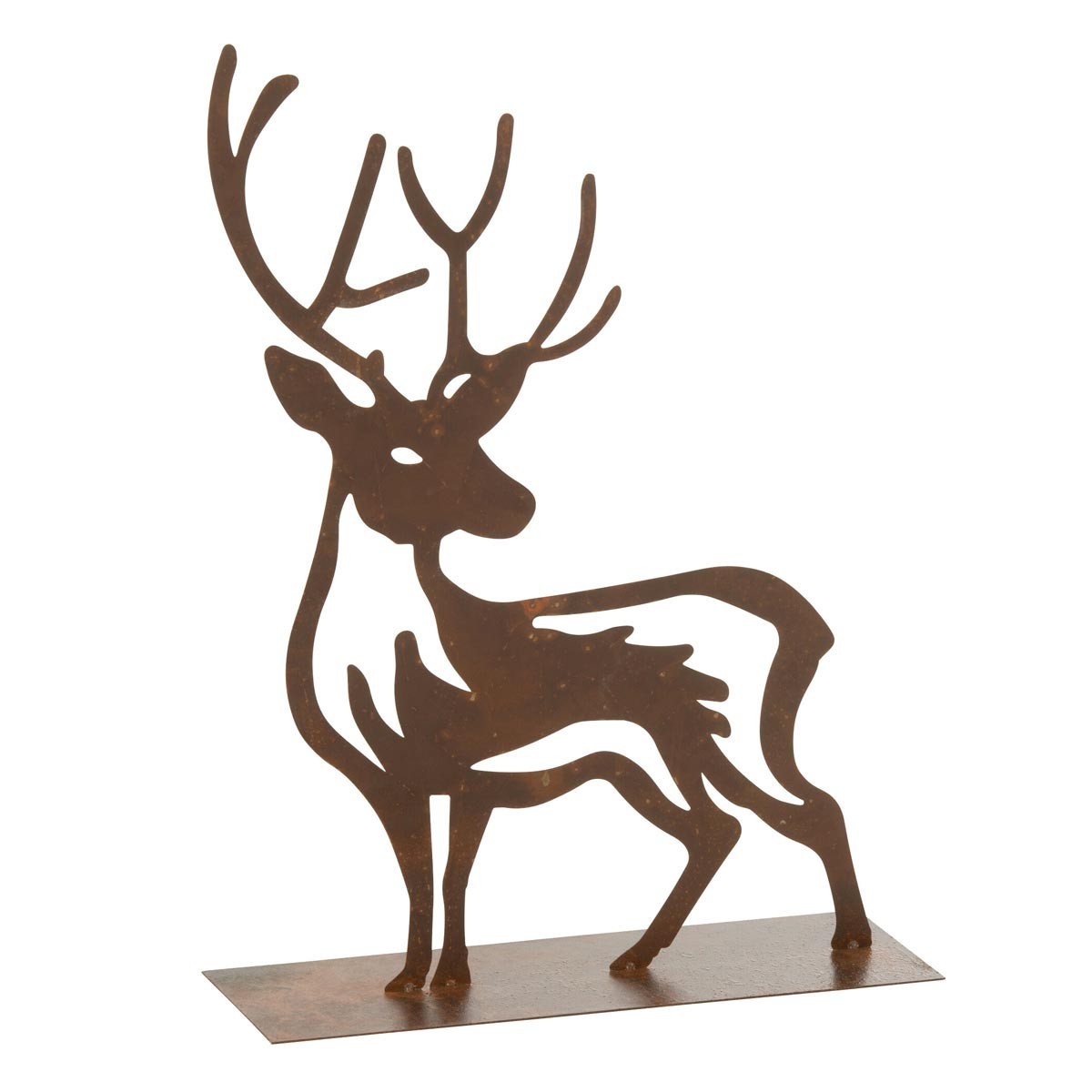 Renne déco en métal Chalet 54cm coloris rouille pour intérieur