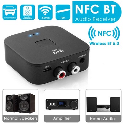 Bluetooth 5.0 NFC Sender Empfänger Wireless Audio HiFi Musik Adapter AUX RCA DE