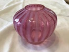 VINTAGE FENTON ART GLASS CRANBERRY OPALESCENT SPITAL OPTIC VASE A2