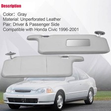 Fit For Honda Civic 1996-2001 Interior Sunvisor Pair Gray Color Top Fit For Honda Civic 1996-2001 Interior Sunvisor Pair Gray Color Top