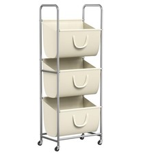 120L Vertical Rolling Laundry Hamper with Removable Bags, 3 Section Laundry B...