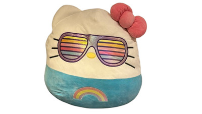 Hello Kitty Squishmallows Plüsch 22 Zoll Regenbogen Sonnenbrille Sanrio Sonderedition