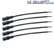  5-Pack DC Power Pigtail Female Barrel Jack 6-inch Wire Cable 5.5mm x 2.1mm 5X