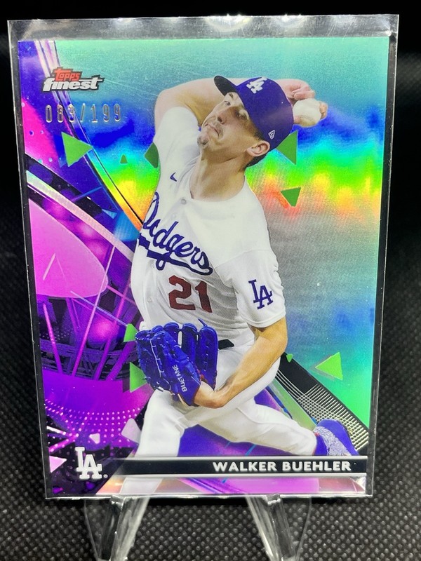 2021 Topps Finest - Walker Buehler - #91 Aqua Refractor /199 Dodgers