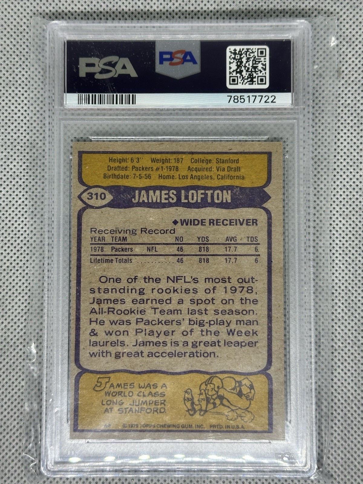 1979 Topps James Lofton ROOKIE On Card AUTO RC PSA Authentic + RC SGC 7 view 3