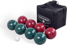 Bocce Ball Set with 8 Resin Balls, Pallino, Rules Carrying Bag - Fun Outdoors