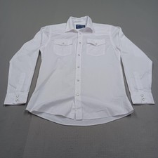 Vtg Wrangler Shirt Youth Extra Large White 14-16 Pearl Snap Western Solid