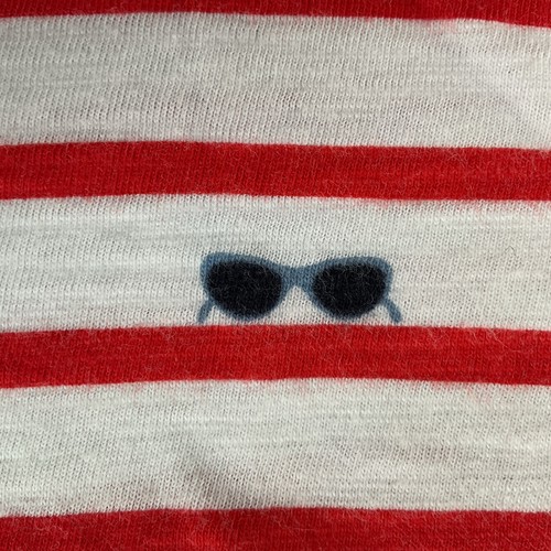 Joules Nessa Print T-shirt Womens UK 8 White Sunglasses Striped 100% Cotton Top - Picture 7 of 10