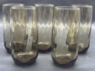Vintage MCM Libbey Glasses Gray Smoke Juice Tumblers Set of 5