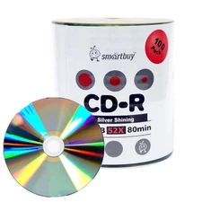 Smartbuy 100-disc 700mb/80min 52x CD-R Shiny Silver Top Blank Recordable Medi...