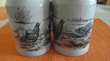 Bierkrug 0,4 l mit Jagdmotiv 2 Auerhähne , Handarbeit, Bierseidel,Flohmarkt