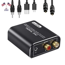 192kHz Audio DAC Converter Coaxial/Optical to Analog RCA 3.5mm w/USB Power Cable