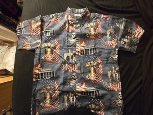 Boca Classics Hawaiian Shirt Lincoln Capitol Flag Patriotic Rushmore L July 4th