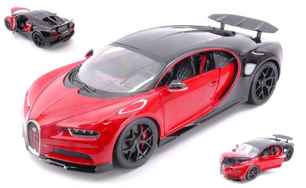 Burago 1/18 Bugatti Chiron Sport Rot/Schwarz Statisches Modell Diecast-image