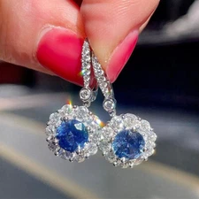 Elegant 925 Silver Filled Women Drop Earring Cubic Zircon Wedding Jewelry Gift