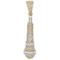 "10K Gelbgold Baguette Diamant Mikrofon Mic AnhäNger 2.1 \" Pflastern 1.65 Karat"