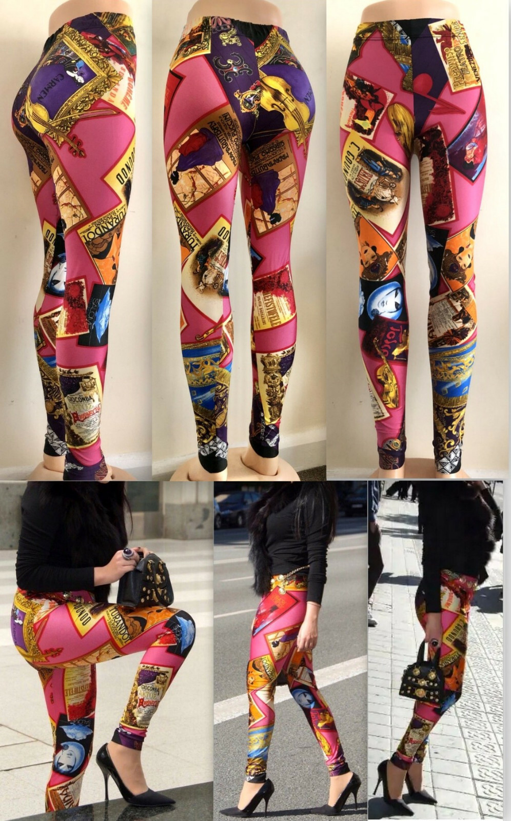 Gianni Versace 90s Opera print leggings size Italy 42