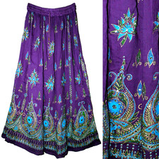 Plus Size 3X/4X/5X/6X Indian Ethnic Sequin Maxi Floral Skirt For Women Boho