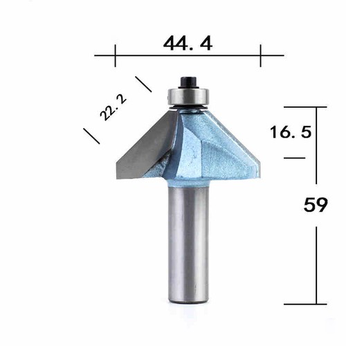 45 Degree Chamfer & Bevel Edging Router Bit 1/4" 1/2" Shank for Wood Cutter New - Afbeelding 18 van 26