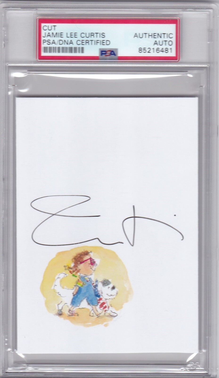 PSA DNA JAMIE LEE CURTIS AUTOGRAPHED SIGNED ENCASED CUT AUTO HALLOWEEN/TRUE LIES