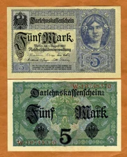 Germany, 5 Mark, 1917, P-56, UNC