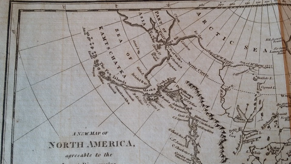 1796 ORIGINAL ANTIQUE COPPERPLATE MAP - A NEW MAP OF NORTH AMERICA - Image 4 of 4
