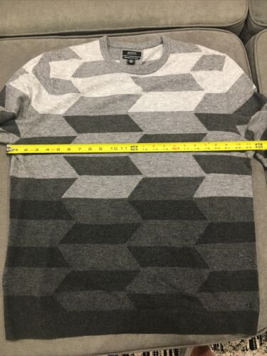 Maglione uomo Alfani grigio taglia XL girocollo grigio pullover geometrico 1073 - Foto 10 di 12
